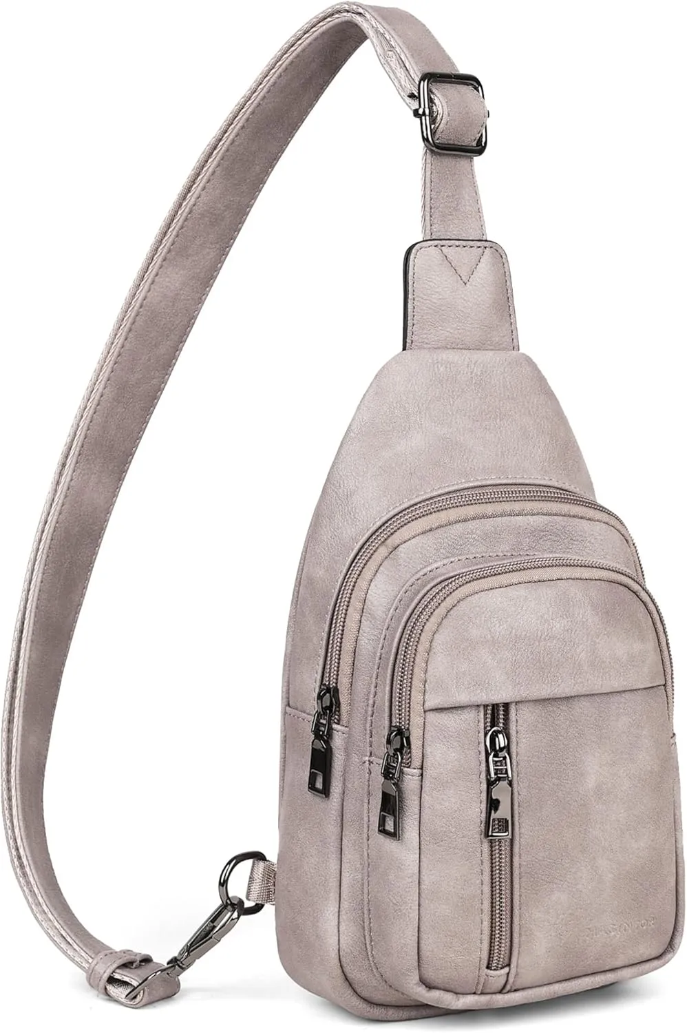 MASINTOR Sling Bag for Women - Crossbody Bags Fanny Pack with Vegan Leather - Adjustable Sling Backack for Travel Charcoal Grey