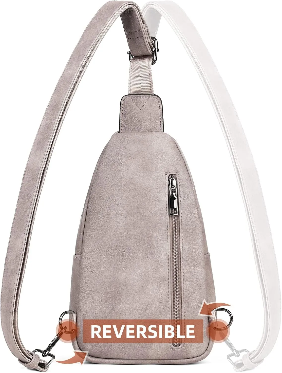 MASINTOR Sling Bag for Women - Crossbody Bags Fanny Pack with Vegan Leather - Adjustable Sling Backack for Travel Charcoal Grey