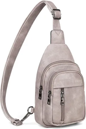 MASINTOR Sling Bag for Women - Crossbody Bags Fanny Pack with Vegan Leather - Adjustable Sling Backack for Travel Charcoal Grey