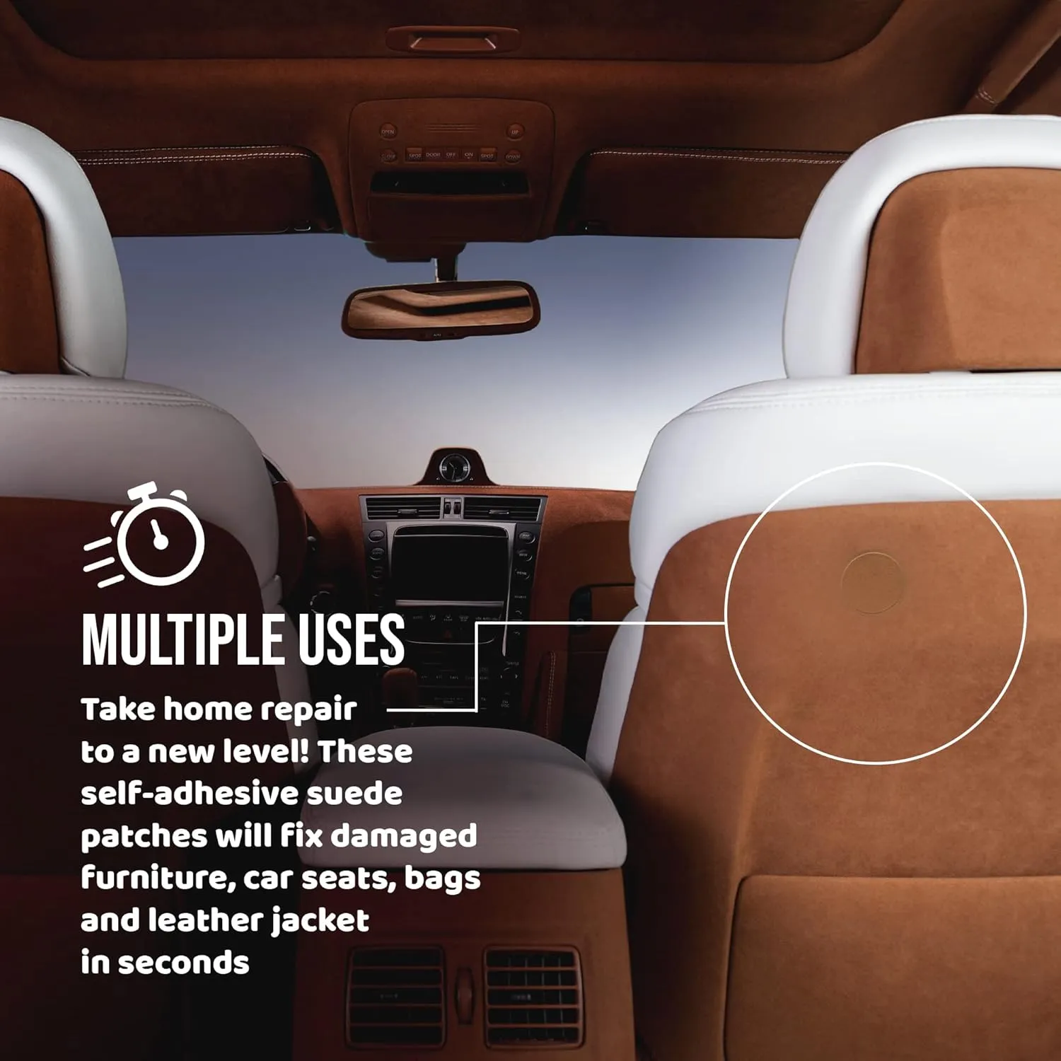 MastaPlasta Instant Self-Adhesive Premium Suede and Velvet Repair Patch. Black Suede 2-INCH Diameter Circle (5cm). Upholstery Quality Patches for Sofas, Car Interiors, Bags, Jackets & More