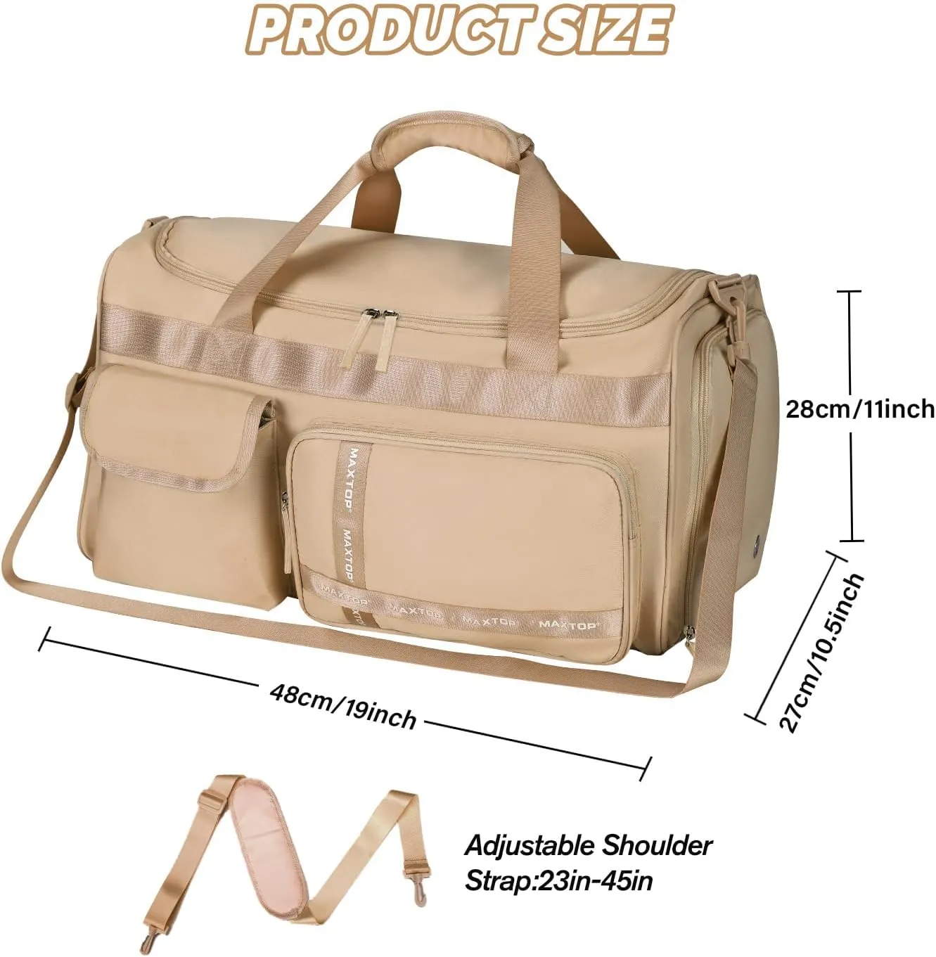 MAXTOP Travel Duffle Bag for Women Carry On Tote Weekender Overnight Bag Large Capacity Duffel Bag With Shoe Compartment,Gym Tote Bag with Dry and Wet Separation