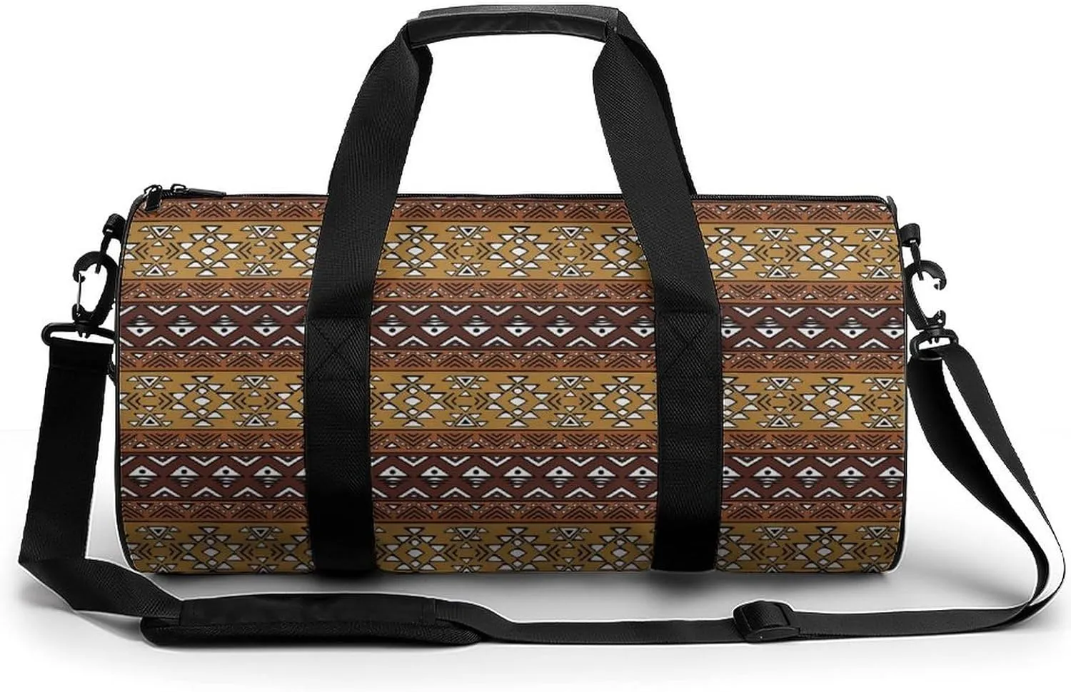 Maya Horizontal Geometric Pattern Compact Gym Bag Travel Duffel Bags Lightweight Foldable Sports Tote Gymbag