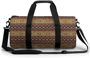 Maya Horizontal Geometric Pattern Compact Gym Bag Travel Duffel Bags Lightweight Foldable Sports Tote Gymbag