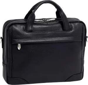 McKleinUSA, S Series, BRONZEVILLE, Pebble Grain Calfskin Leather, 15" Medium Leather Laptop & Tablet Briefcase, Black (15485)