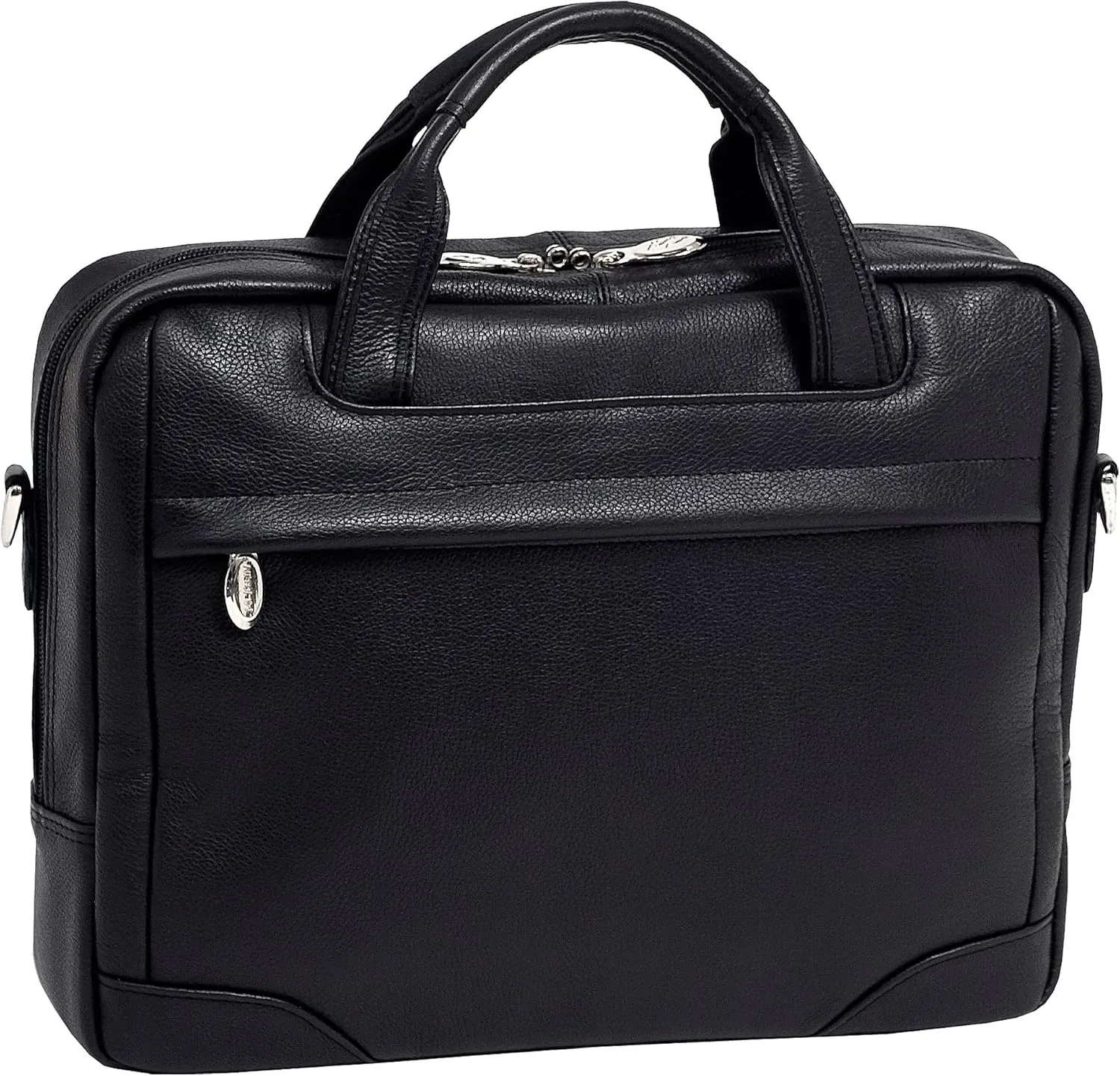 McKleinUSA, S Series, BRONZEVILLE, Pebble Grain Calfskin Leather, 15" Medium Leather Laptop & Tablet Briefcase, Black (15485)