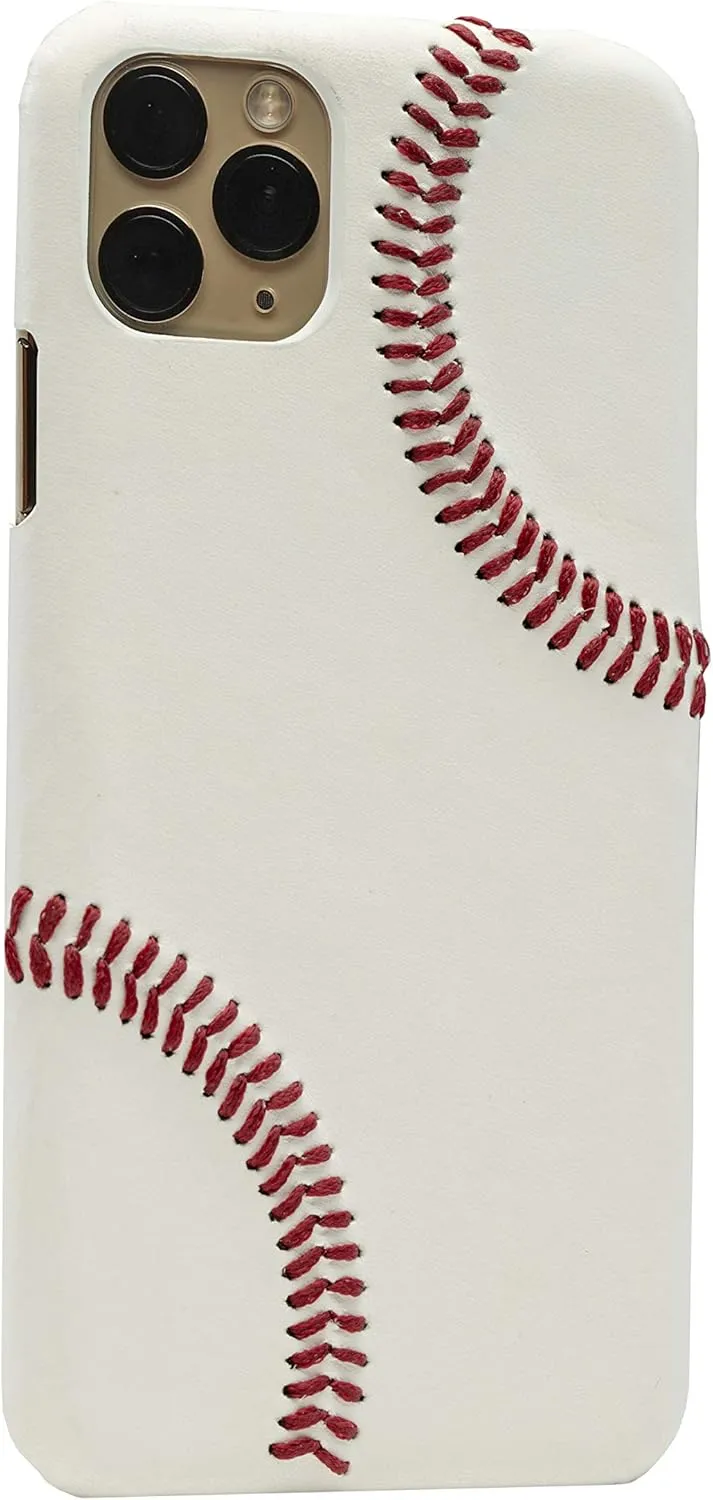 mcmadley Baseball Phone Case for iPhone 15 - Made with Professional Baseball Leather and Raised Red Hand Stitching, Thin Case, Protective Grip, Authentic Leather Cover