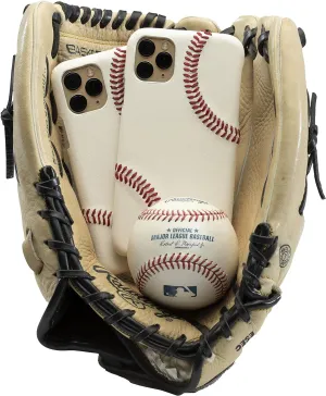 mcmadley Baseball Phone Case for iPhone 15 - Made with Professional Baseball Leather and Raised Red Hand Stitching, Thin Case, Protective Grip, Authentic Leather Cover