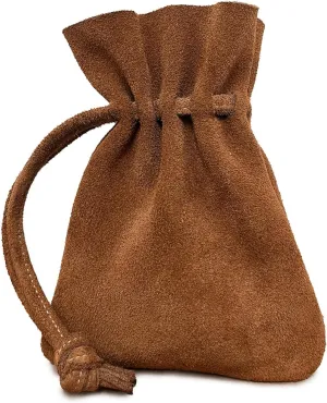 Medieval Leather Belt Coin Bag, Leather Classic Drawstring Pouch,Renaissance Drawstring Pouch Dice Bag, Handmade, Brown Swayze Suede