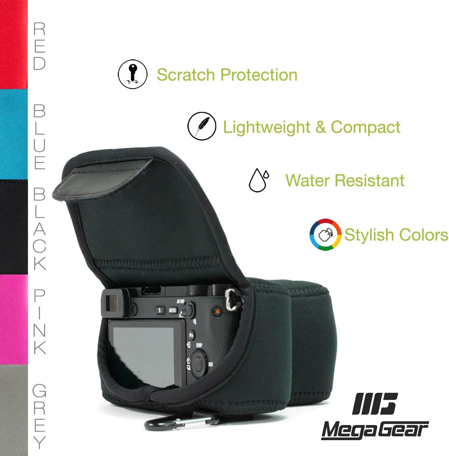 MegaGear MG1499 Sony Alpha A6400, A6500 (18-135mm) Ultra Light Neoprene Camera Case - Black, PU Leather