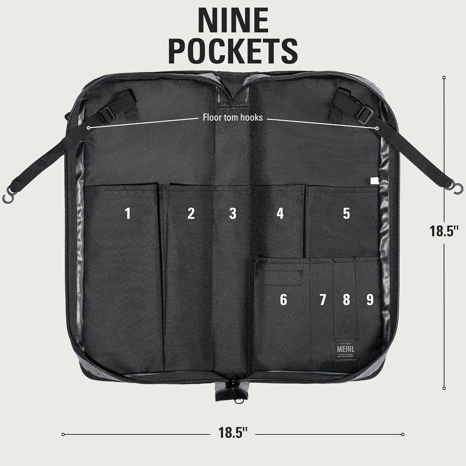 Meinl Cymbals Drumstick Bag — Classic Woven — for Sticks, Mallets, Brushes and Rods, Heavy-Duty Fabric with Shoulder Strap Plus Floor Tom Hooks, 2-Year Warranty (MCSBGY)