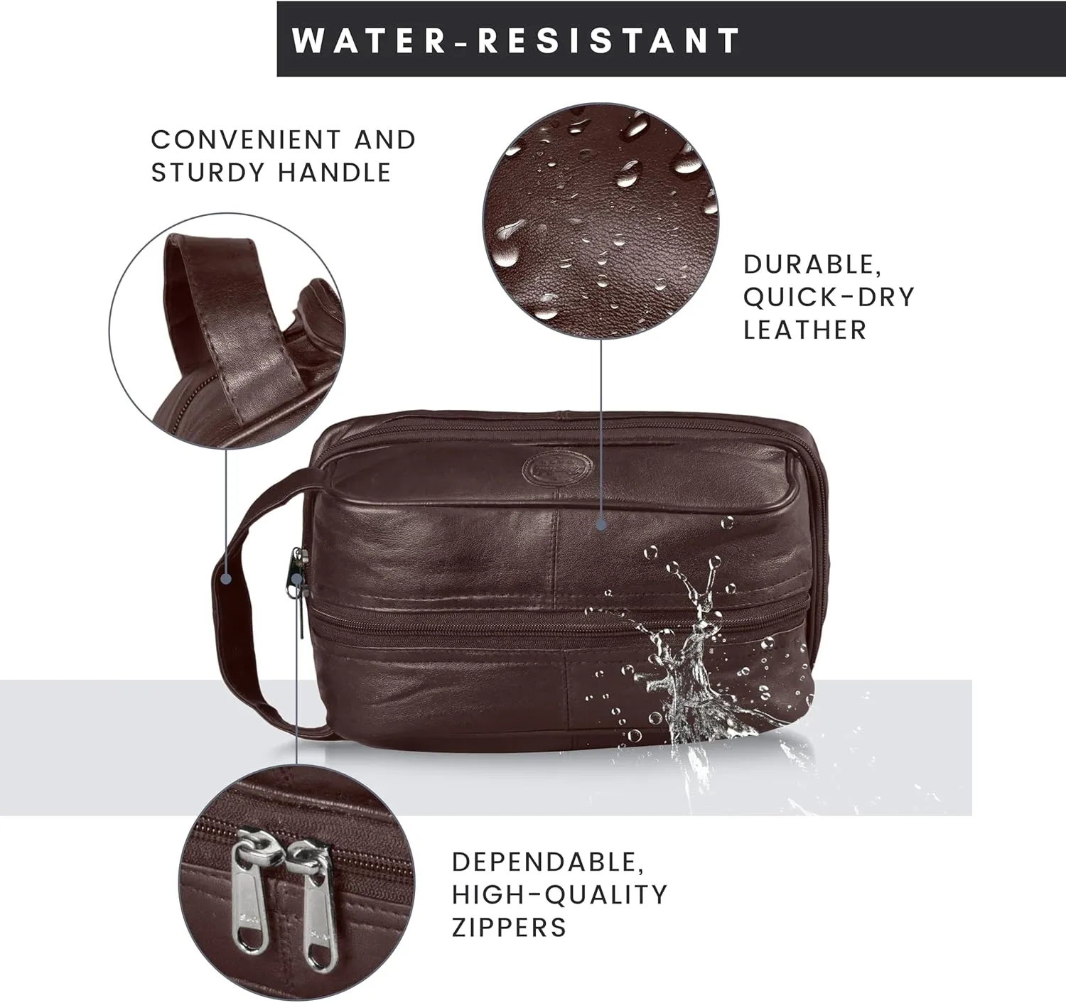 Mens Leather Toiletry Bag Dopp Kit (BROWN) Leather Toiletry Bag For Men (10x6x5) Our Shaving Bag Bottom Compartment Holds More In This Mens Toiletries Bag
