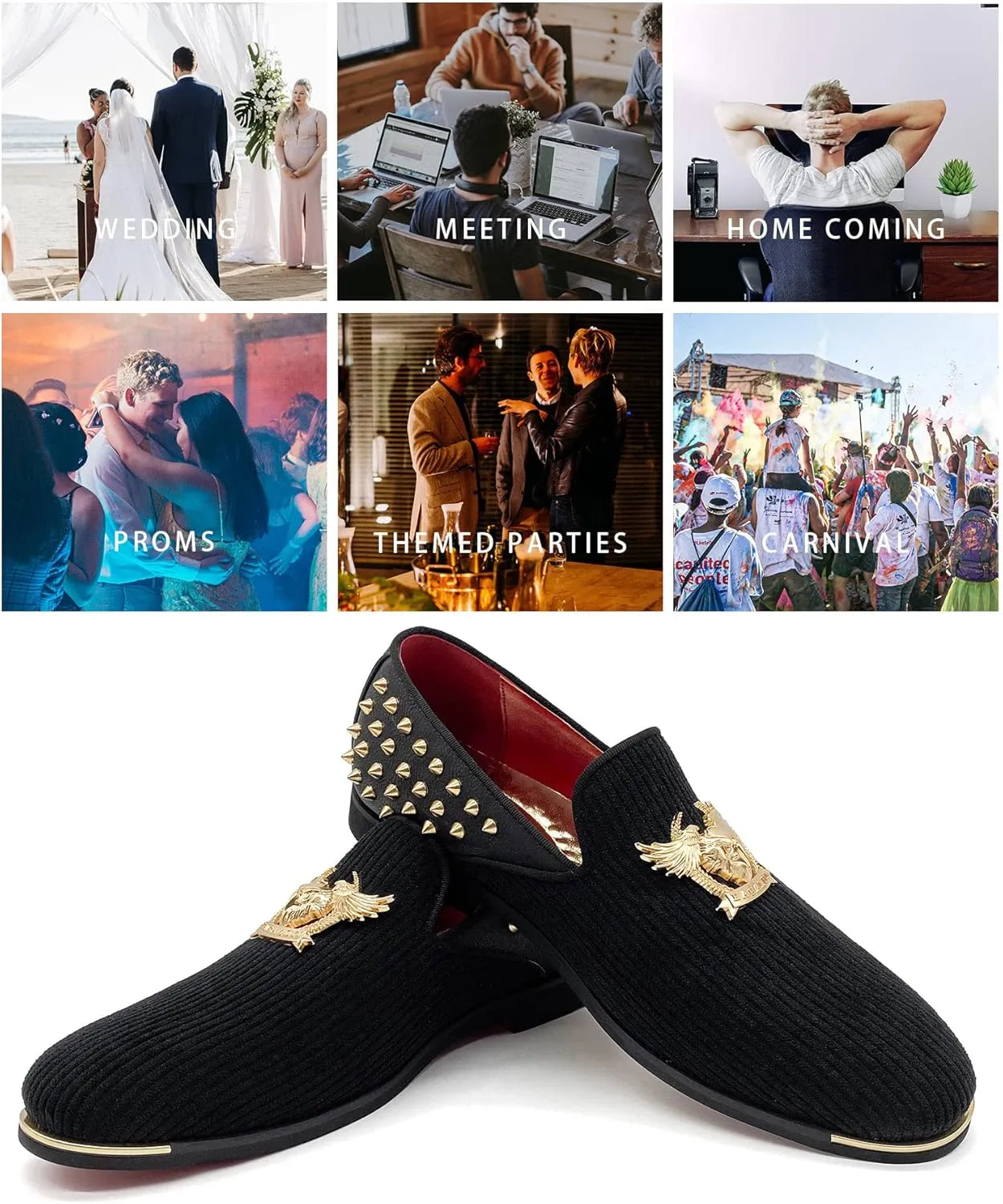 Men's Loafers Vintage Slip on Suede Dress Shoes Velvet Dress Loafers Size 7-13