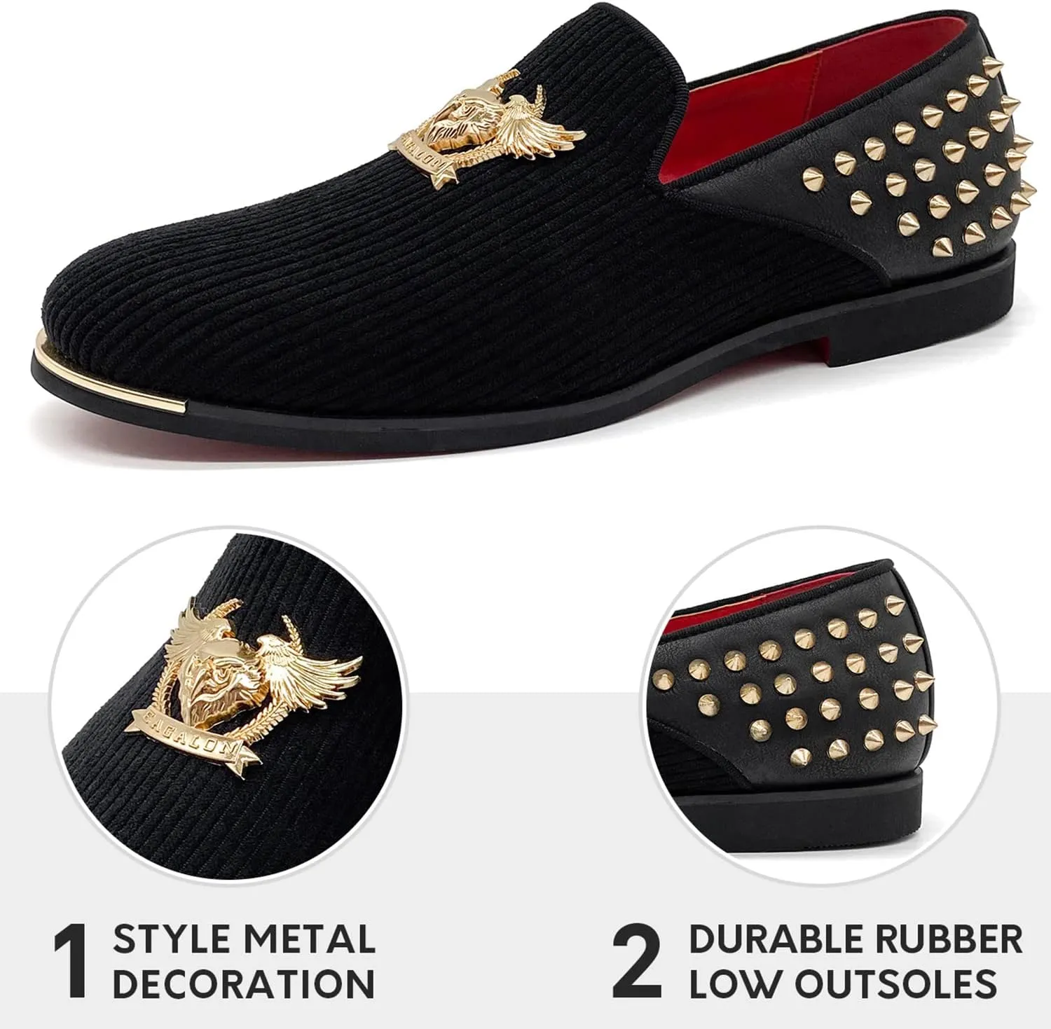 Men's Loafers Vintage Slip on Suede Dress Shoes Velvet Dress Loafers Size 7-13
