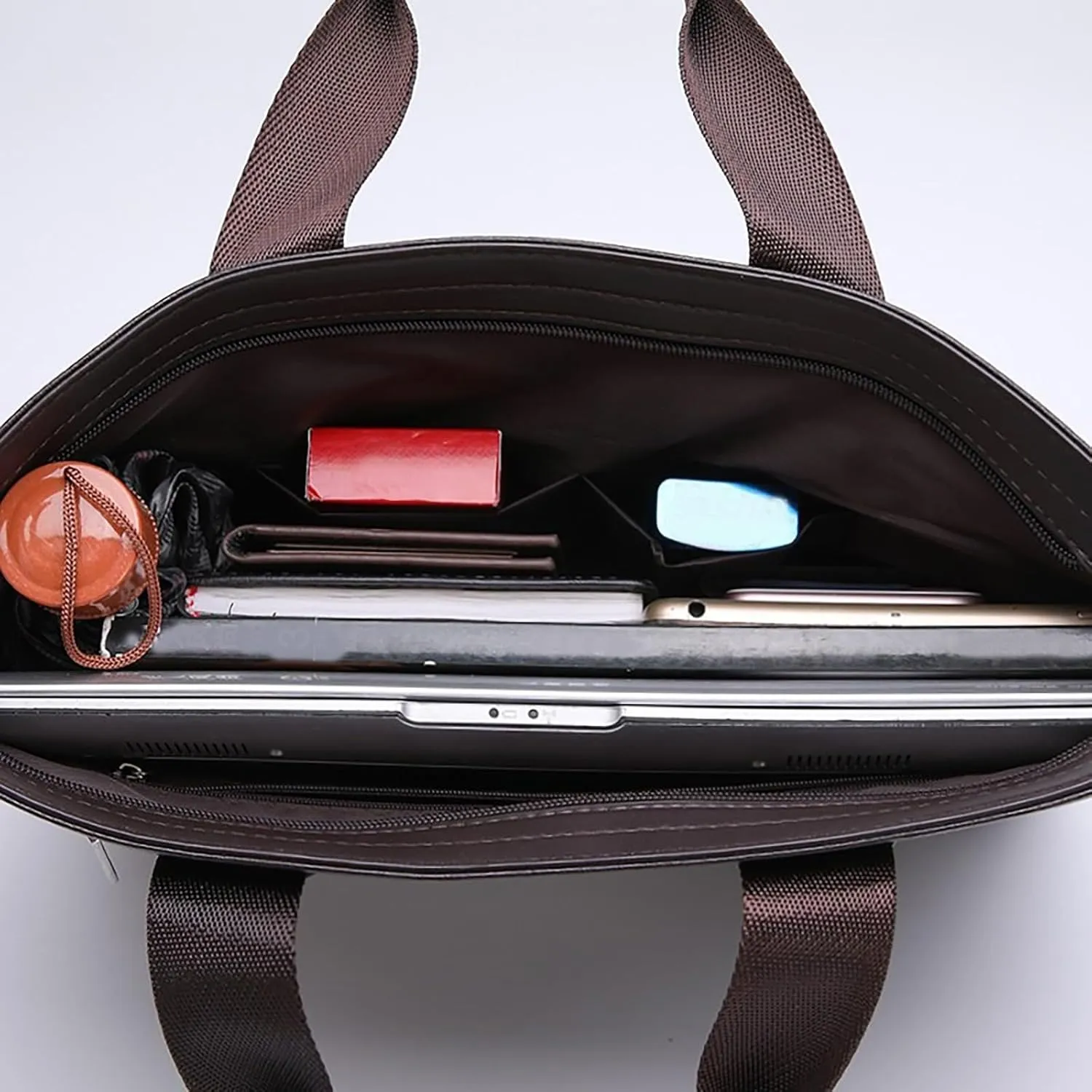 Men's Shoulder Bag Crossbody Bag Large Capacity PU Retro Briefcase Multifunctional Leather Bag Bag for (Black, One Size)