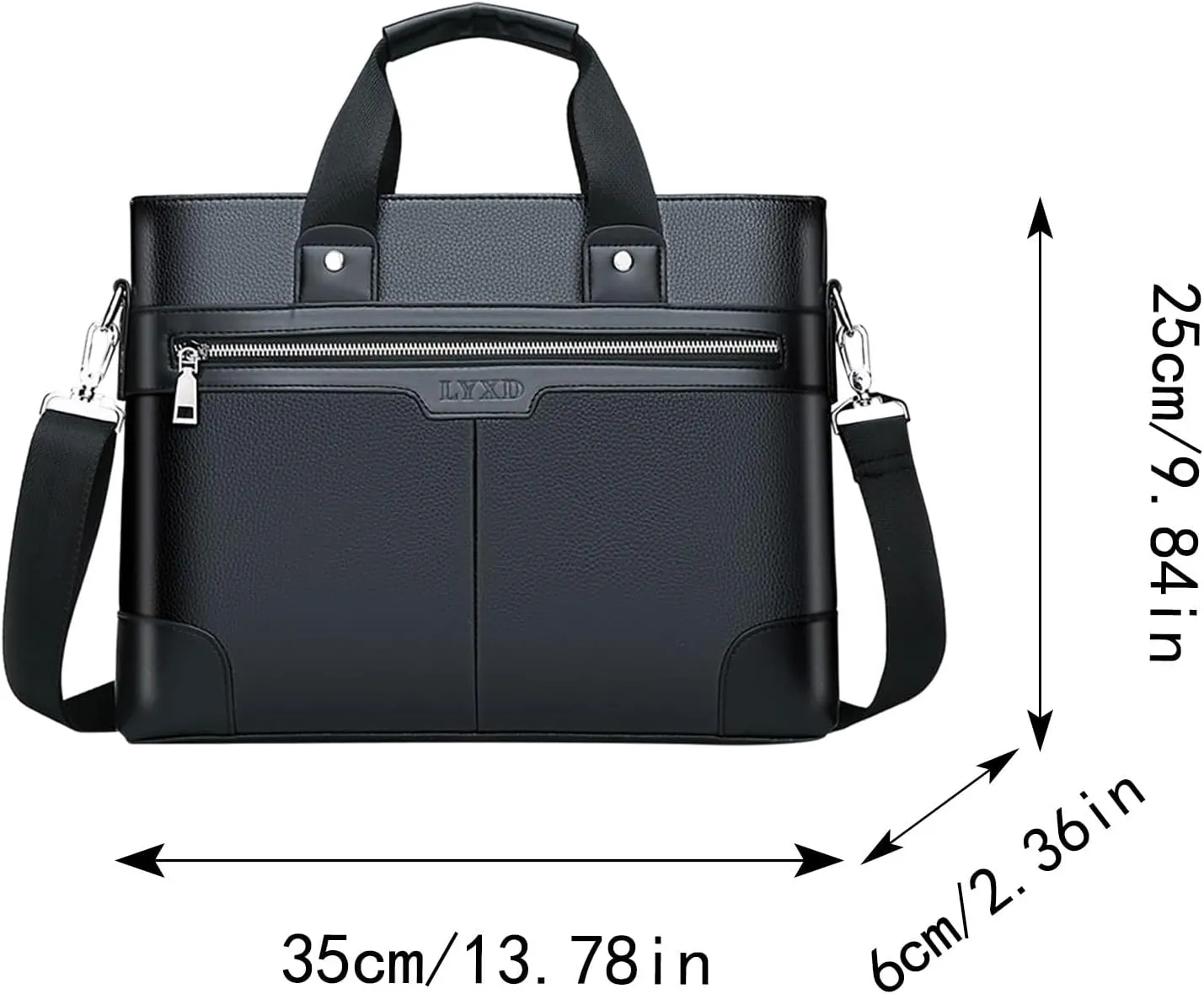 Men's Shoulder Bag Crossbody Bag Large Capacity PU Retro Briefcase Multifunctional Leather Bag Bag for (Black, One Size)