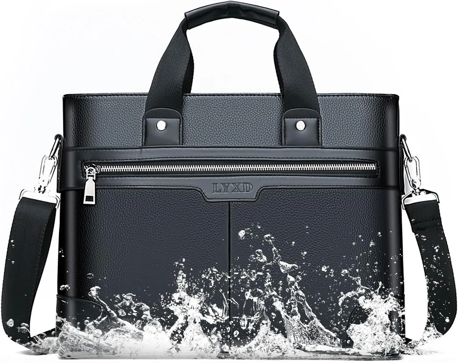 Men's Shoulder Bag Crossbody Bag Large Capacity PU Retro Briefcase Multifunctional Leather Bag Bag for (Black, One Size)