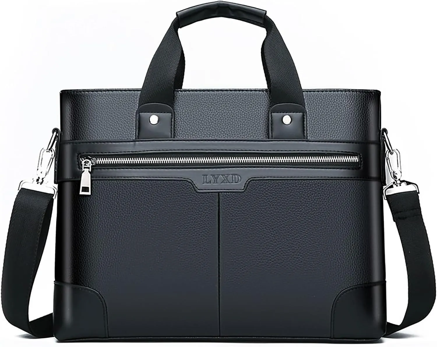 Men's Shoulder Bag Crossbody Bag Large Capacity PU Retro Briefcase Multifunctional Leather Bag Bag for (Black, One Size)