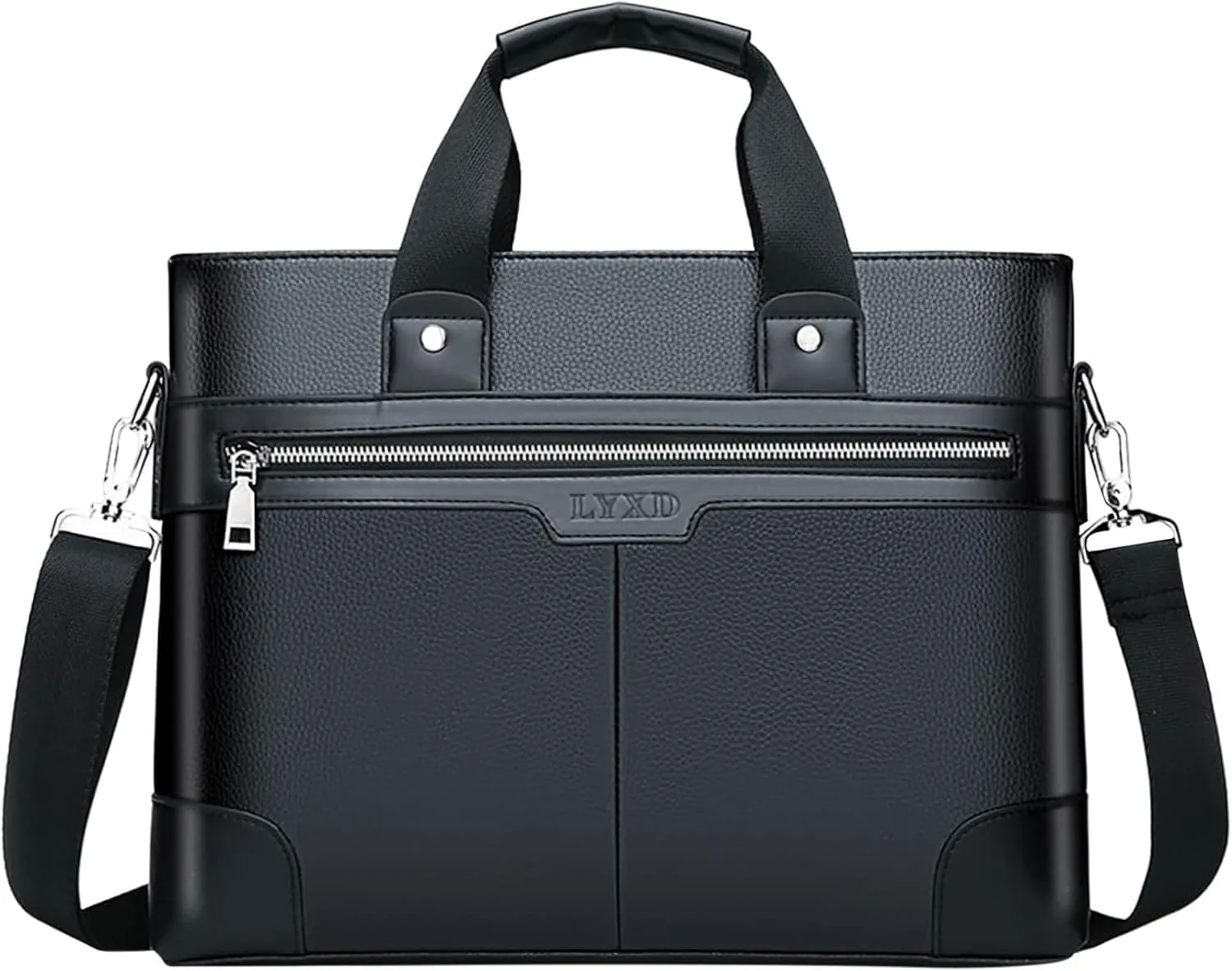 Men's Shoulder Bag Crossbody Bag Large Capacity PU Retro Briefcase Multifunctional Leather Bag Bag for (Black, One Size)