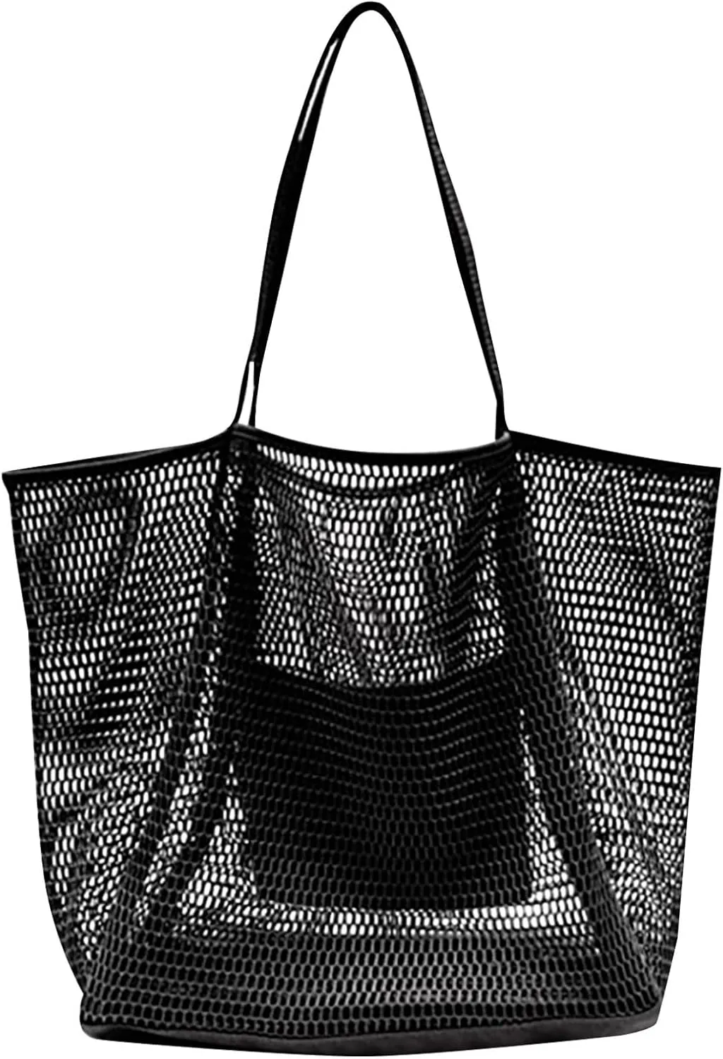 Mesh Beach Bag Tote Bag for Women Foldable Large Beach Tote Bag with Pockets Sandproof for Travel Vacation Gym