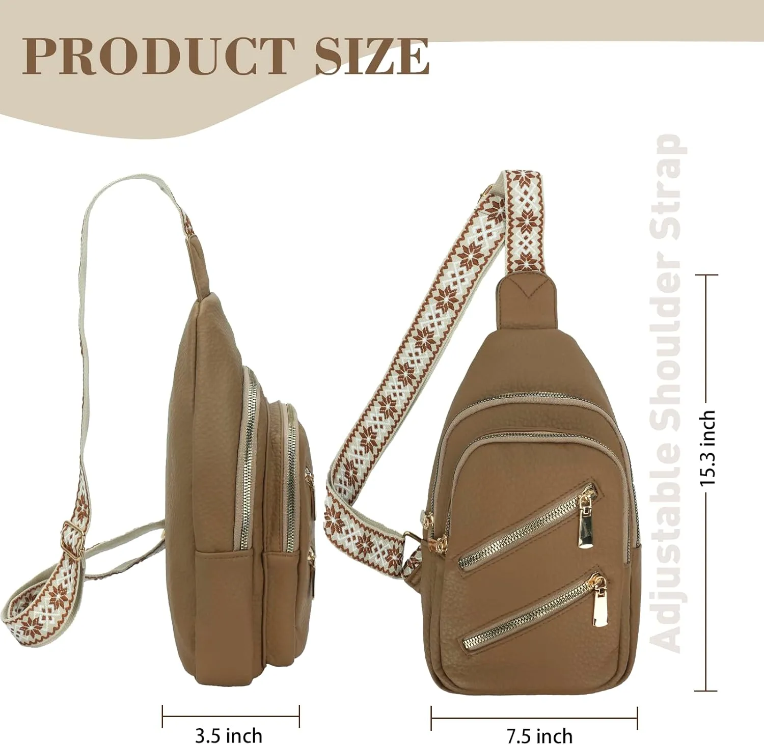MICOM Sling Bag For Women，Crossbody Sling Backpack with PU Leather，Adjustable Crossbody Bags，CrossBody Purses for Travel
