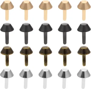 Micro Traders 160PCS Bag Feet Studs Metal Purse Feet Spike Nailheads Brads Round Brads for DIY Leather Craft Purse Handbag Making Repairing Decoration Accessories 4 Assorted Colors
