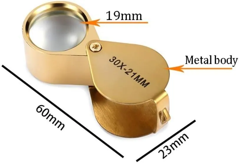 Mini Portable Folding Magnifier, 30X Distortion-Free Optical Lens for Maps, Electronics, Miniature Models, Jewelry, Stamp Collecting(Silver)