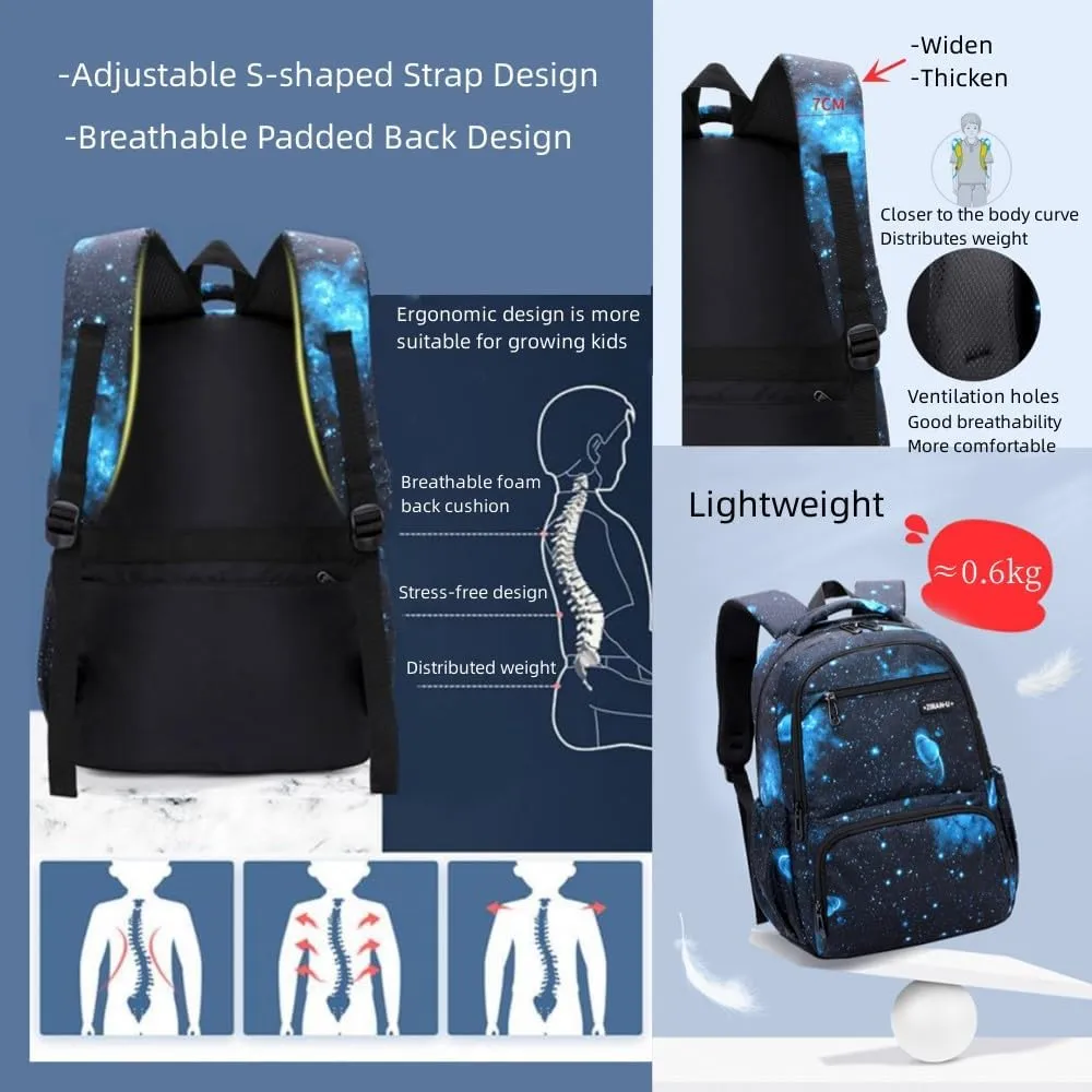 MITOWERMI Kids' Backpack for Boys Girls Elementary School Bags for Boys Bookbags Primary Students Children Backpack Dark Blue Geometric