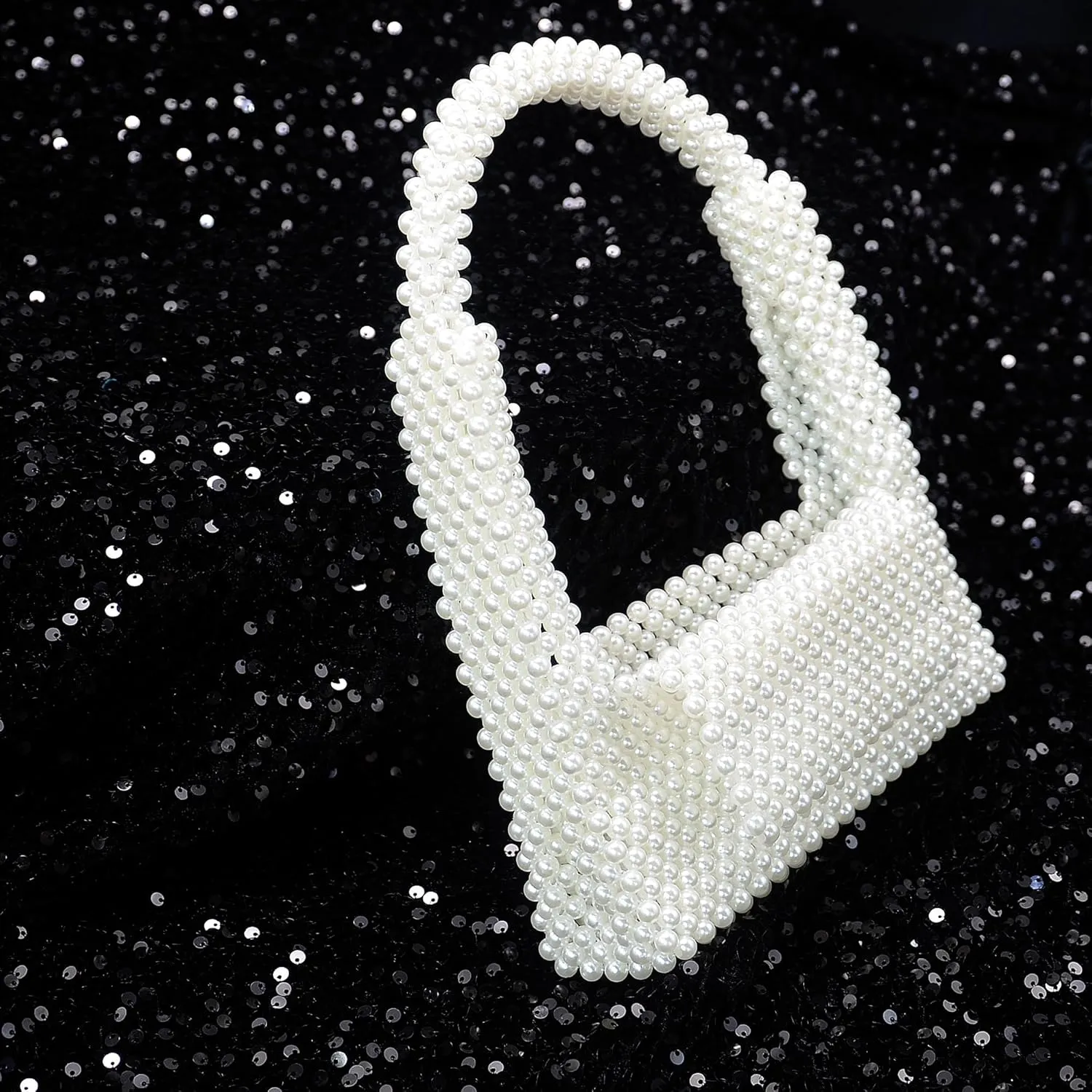 Miuco Pearl Bag Clutch Purses For Women Wedding Bride Purse Sparkly Glitterl Beaded Handbag