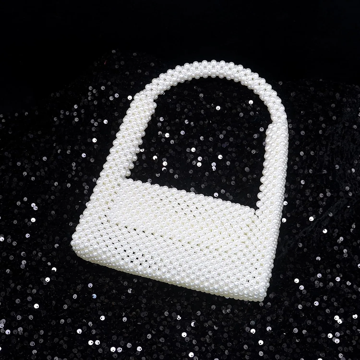Miuco Pearl Bag Clutch Purses For Women Wedding Bride Purse Sparkly Glitterl Beaded Handbag