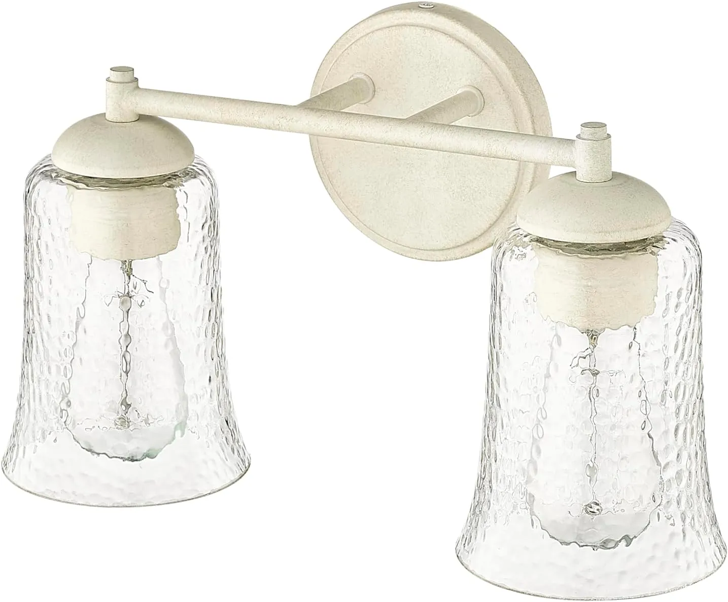 ML Lighting | Abilene Collection | 10102-CW | 2 Light Vanity in Cottage White Finish with Clear Chiseled Glass Shade | Versatile Design That adds High-End Texture and Elegance to Your Bathroom