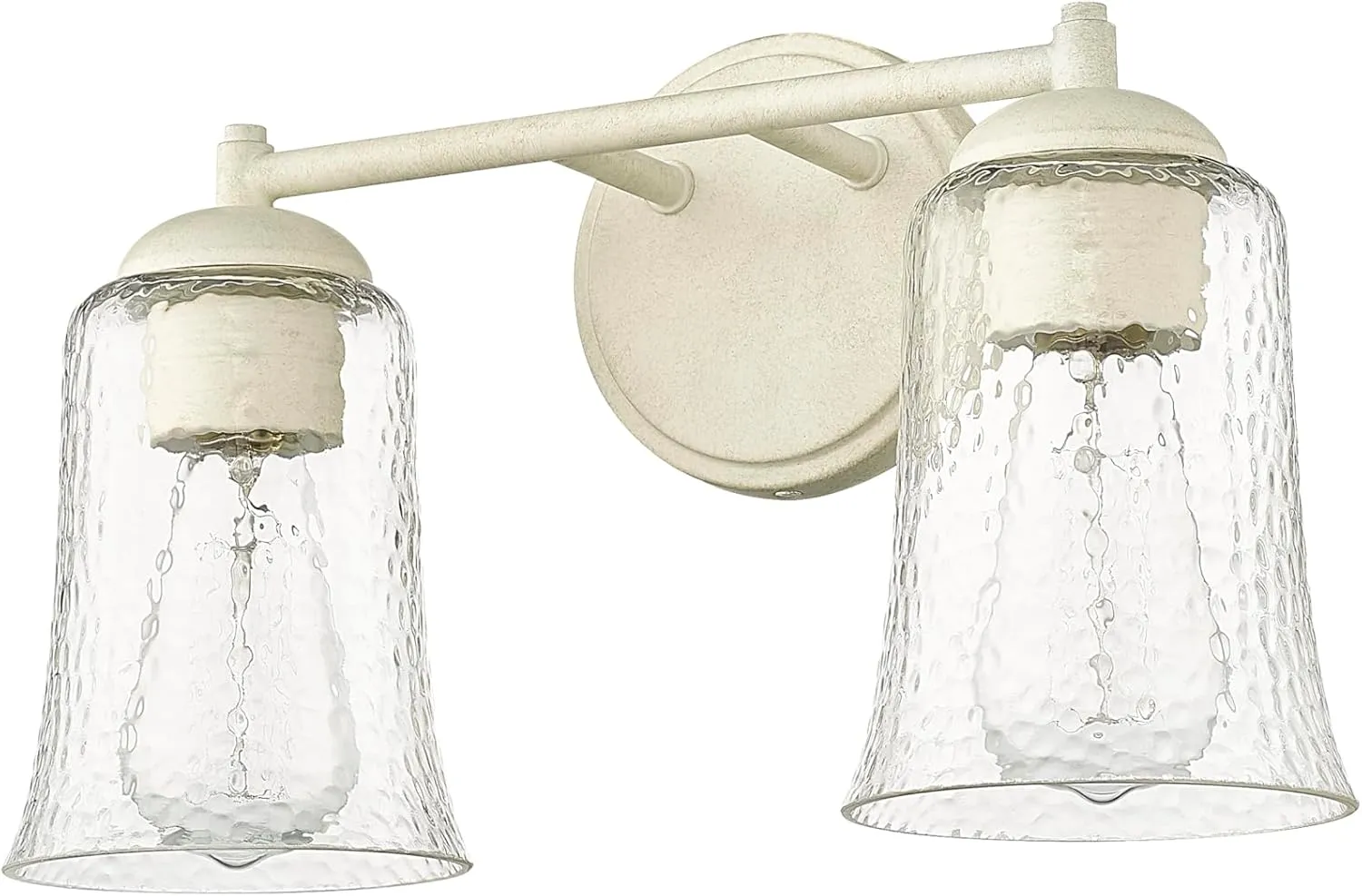 ML Lighting | Abilene Collection | 10102-CW | 2 Light Vanity in Cottage White Finish with Clear Chiseled Glass Shade | Versatile Design That adds High-End Texture and Elegance to Your Bathroom