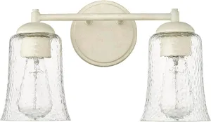 ML Lighting | Abilene Collection | 10102-CW | 2 Light Vanity in Cottage White Finish with Clear Chiseled Glass Shade | Versatile Design That adds High-End Texture and Elegance to Your Bathroom