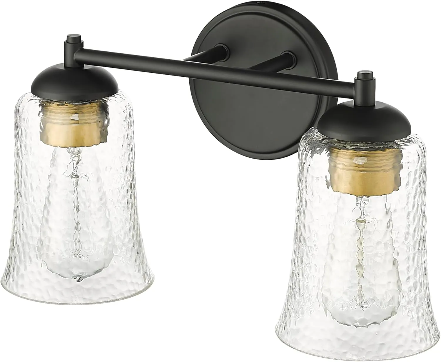 ML Lighting | Abilene Collection | 10102-MB | 2 Light Vanity in Matte Black Finish with Clear Chiseled Glass Shade | Versatile Design That adds High-End Texture and Elegance to Your Bathroom