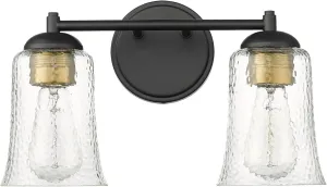 ML Lighting | Abilene Collection | 10102-MB | 2 Light Vanity in Matte Black Finish with Clear Chiseled Glass Shade | Versatile Design That adds High-End Texture and Elegance to Your Bathroom