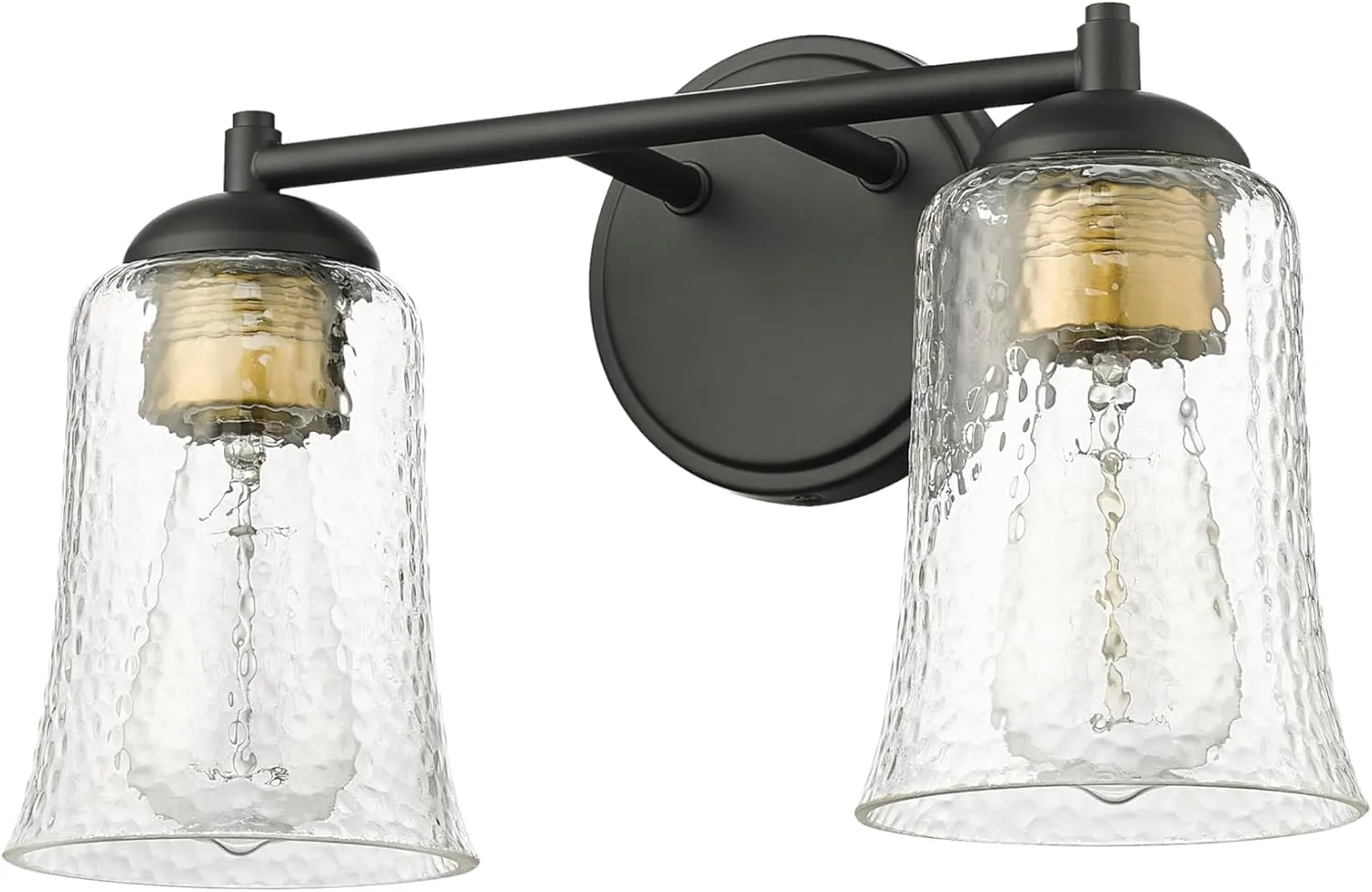 ML Lighting | Abilene Collection | 10102-MB | 2 Light Vanity in Matte Black Finish with Clear Chiseled Glass Shade | Versatile Design That adds High-End Texture and Elegance to Your Bathroom