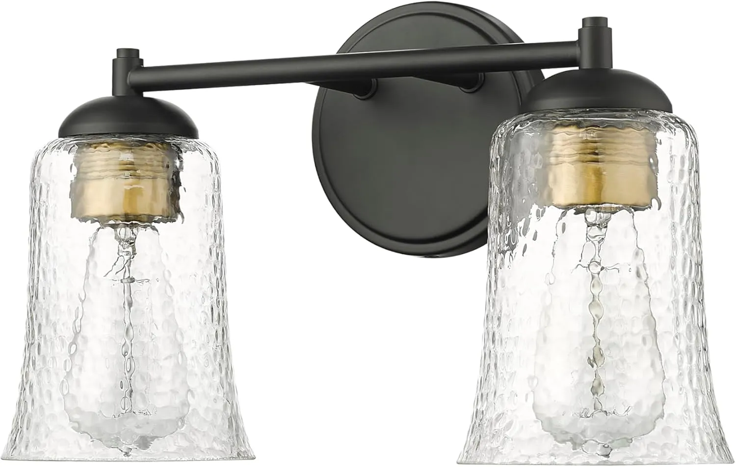 ML Lighting | Abilene Collection | 10102-MB | 2 Light Vanity in Matte Black Finish with Clear Chiseled Glass Shade | Versatile Design That adds High-End Texture and Elegance to Your Bathroom