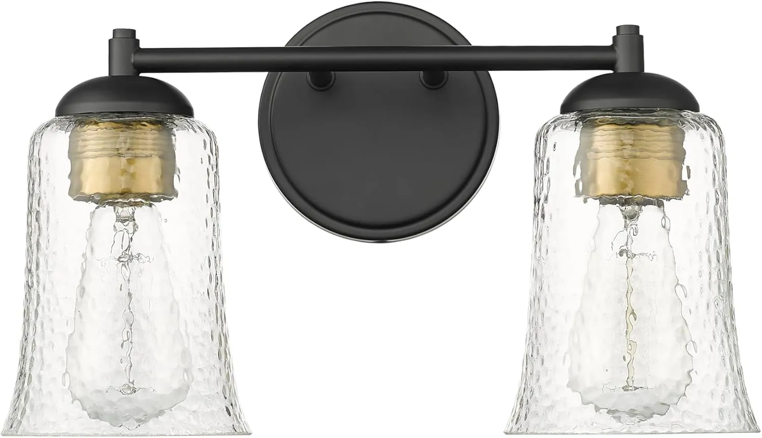 ML Lighting | Abilene Collection | 10102-MB | 2 Light Vanity in Matte Black Finish with Clear Chiseled Glass Shade | Versatile Design That adds High-End Texture and Elegance to Your Bathroom
