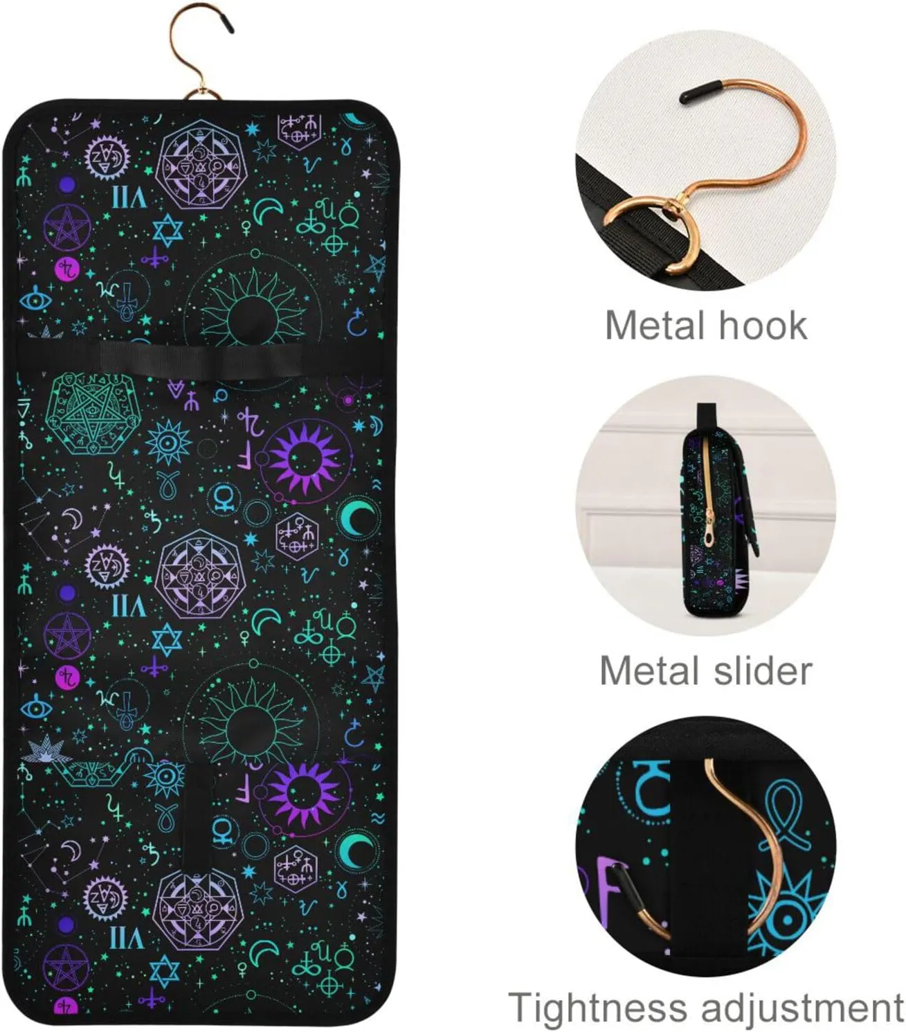 MNSRUU Toiletry Bag Galaxy Symbols Boho Hanging Makeup Bag for Toiletries 3 PCS Travel Toiletry Organizer Bags Portable Clear Toiletry Kit