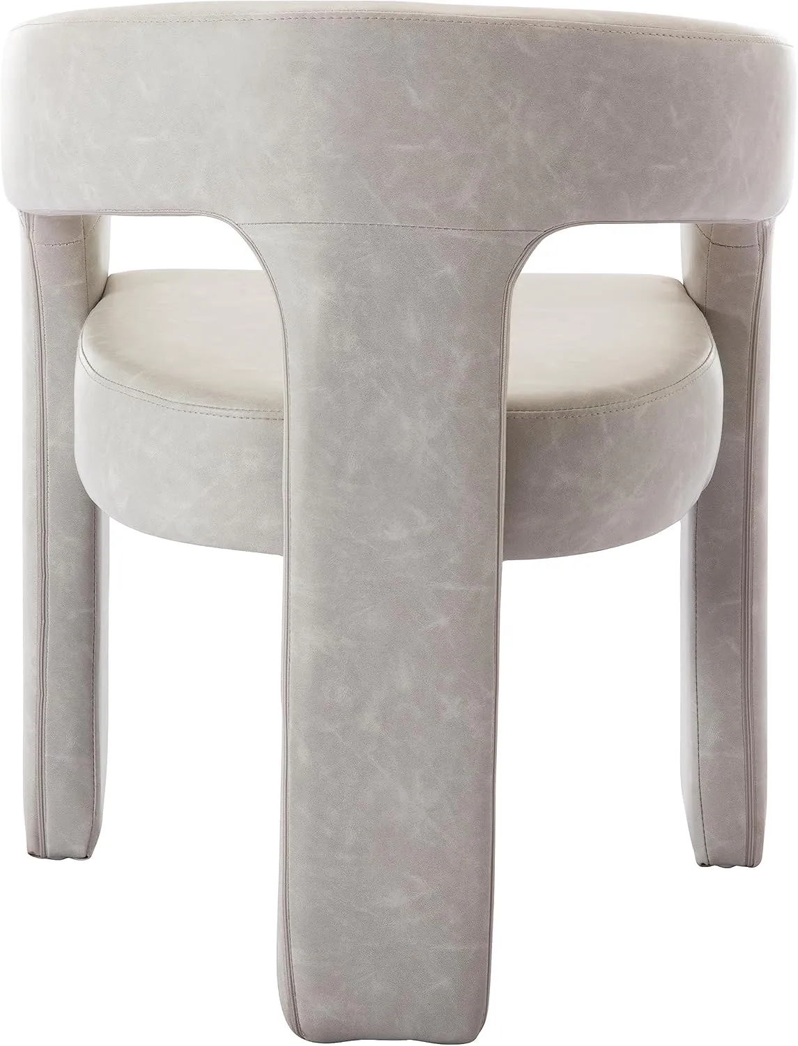 Modern Barrel Dining Chair Grey PU Leather Upholstered Accent Side Chair with Arms Comfy Makeup Vanity Chair Dining Living Room Kitchen Chair, Grey