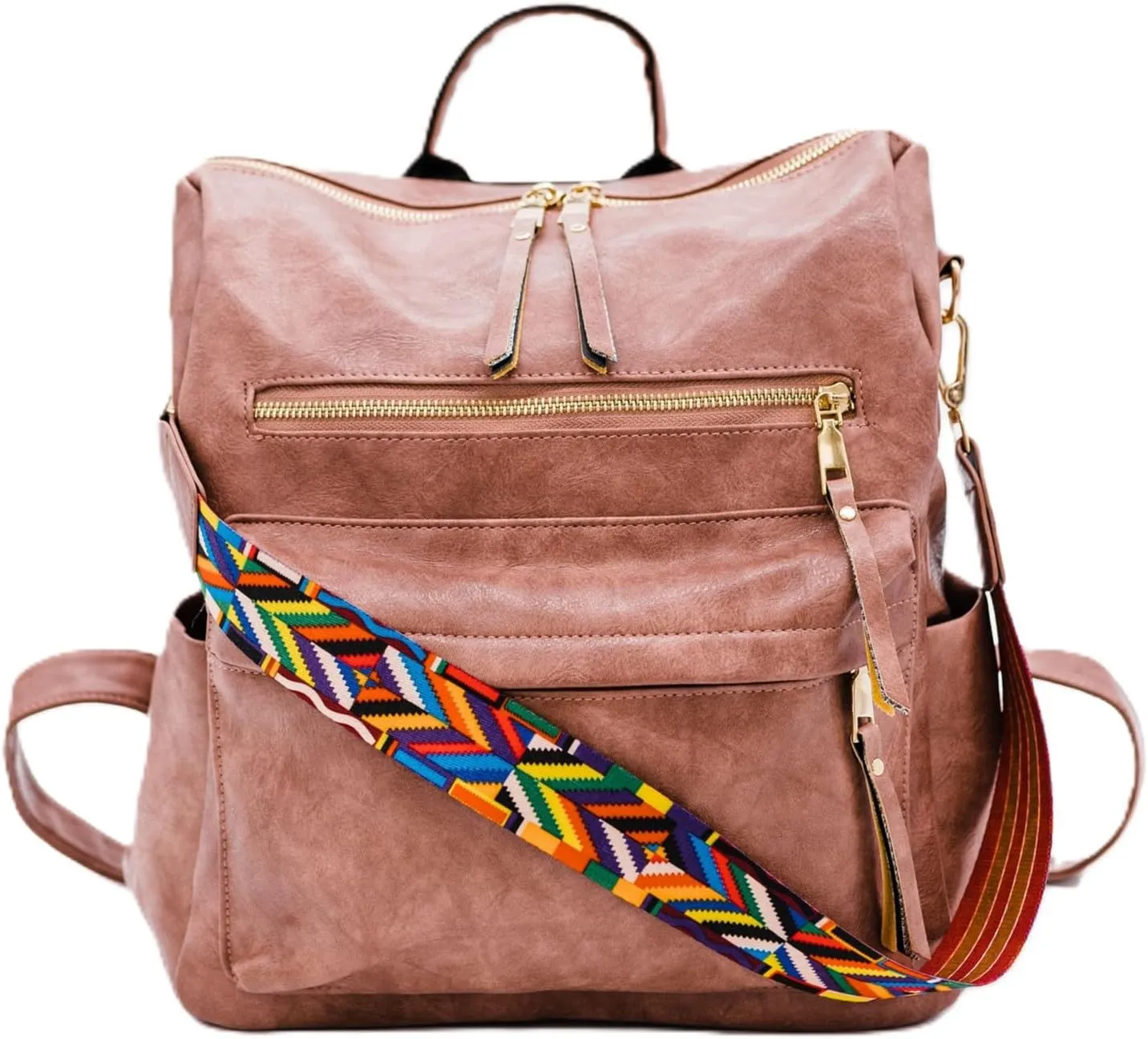 Modern Chic Backpack Purse for Women - Brielle Convertible Bag, Use as Diaper & Shoulder Bag, or Womens Backpack, Made of Vegan Leather w/Removable Strap and Exterior/Interior Pockets (Taffy Pink)