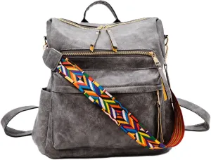 Modern Chic Backpack Purse for Women - Brielle Convertible Bag, Use as Diaper Bag, Shoulder Bag, or Womens Backpack, Made of Vegan Leather with Removable Strap and Exterior/Interior Pockets (Grey)