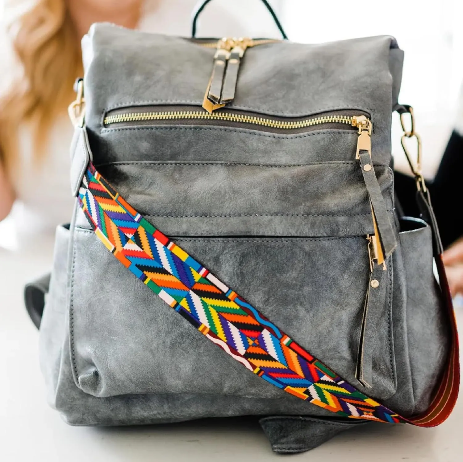Modern Chic Backpack Purse for Women - Brielle Convertible Bag, Use as Diaper Bag, Shoulder Bag, or Womens Backpack, Made of Vegan Leather with Removable Strap and Exterior/Interior Pockets (Grey)