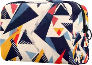 Modern Geometric Seamless Pattern Small Makeup Bag for Purse, Portable Cosmetic Bag Zipper Makeup Pouch for Women, Stationery, Toiletries, Travel Accessories