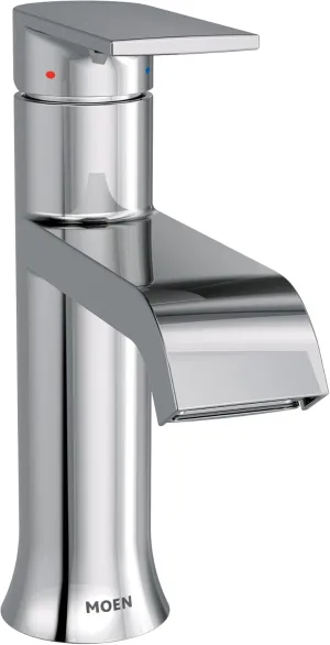 Moen Genta LX Chrome One-Handle Modern Bathroom Sink Faucet with Optional Deckplate and Low-Arc Spout - Perfect for Bath Countertop and Three-Hole or One-Hole Sinks, 6702