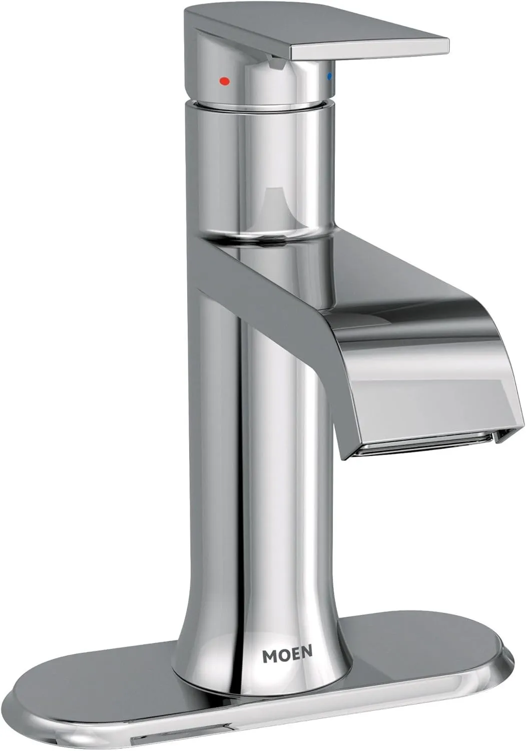 Moen Genta LX Chrome One-Handle Modern Bathroom Sink Faucet with Optional Deckplate and Low-Arc Spout - Perfect for Bath Countertop and Three-Hole or One-Hole Sinks, 6702