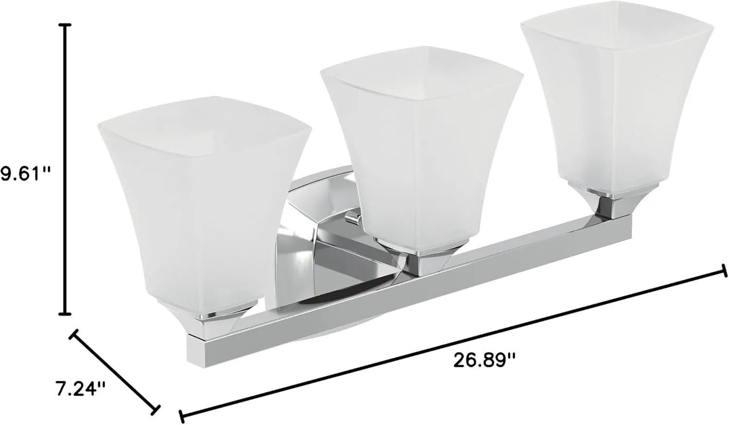 Moen YB5163CH Voss 3-Light Dual-Mount Bath Bathroom Vanity Fixture with Frosted Glass, Chrome