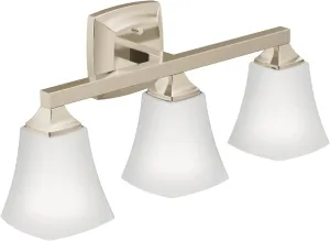 Moen YB5163NL Voss 3-Light Dual-Mount Bath Bathroom Vanity Fixture with Frosted Glass, Polished Nickel