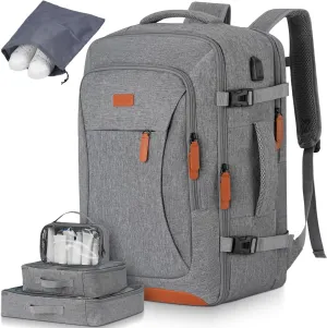 MOMUVO Travel Backpack,40L Extra Large Carry on Backpack with 3 Packing Cubes Airplane Approved with USB Port College School Backpack for Travel Business University