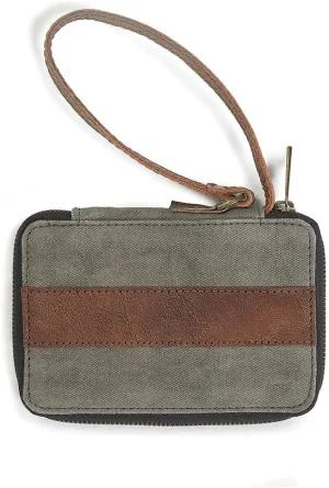 Mona B. Dakota Upcycled Canvas Shoulder Bag, Cameron Crossbody and Ryker Wallet with Vegan Leather Trim MD-5907 (Ryker- Wallet Charcoal)