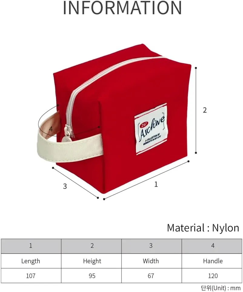 Monolike Archive Cube Mini Pouch, Indie Pink - Makeup Bag, Cosmetic Bag, Travel Bag, Toiletry Bag, Organizer, Storage Bag
